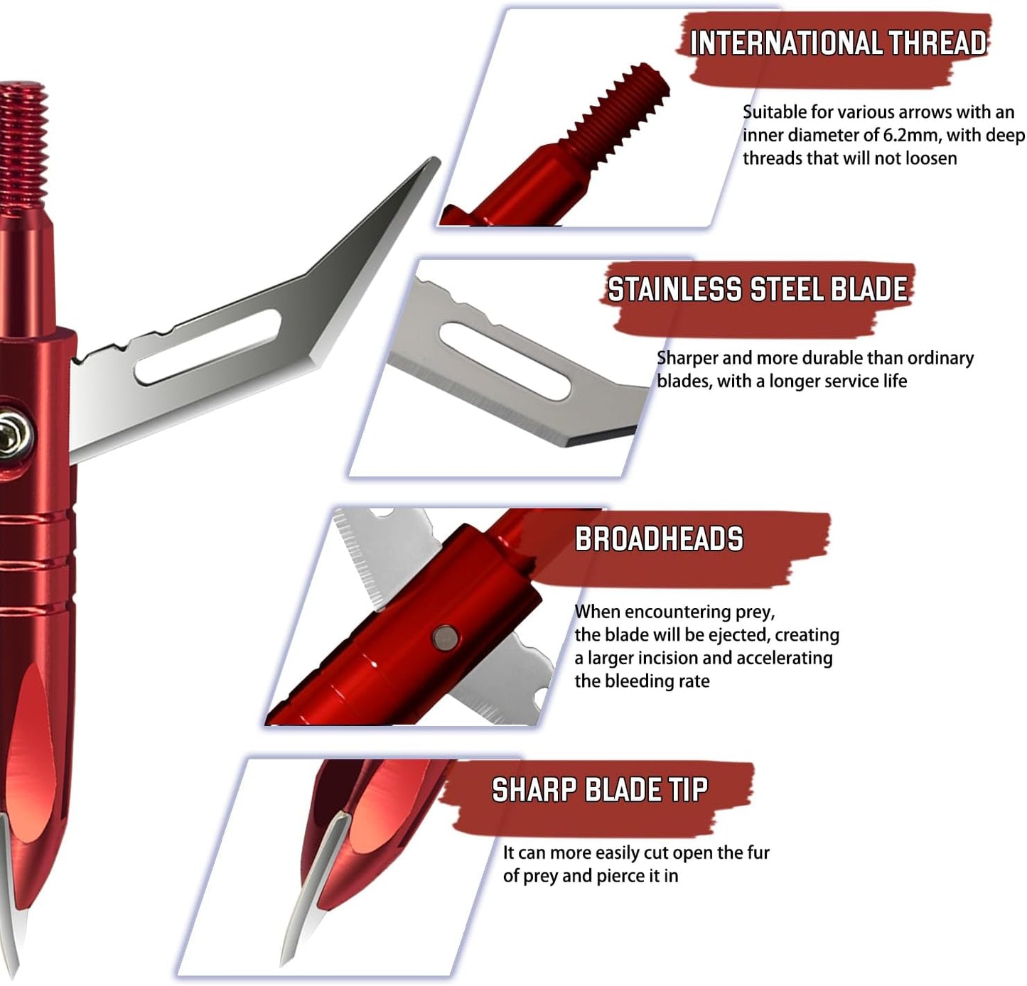 12pcs Hunting Broadheads 100 Grain Archery Broadheads 420 Stainless Steel Higher Hardness 2-Blades + 1 pc Broadhead Case for Arrowheads