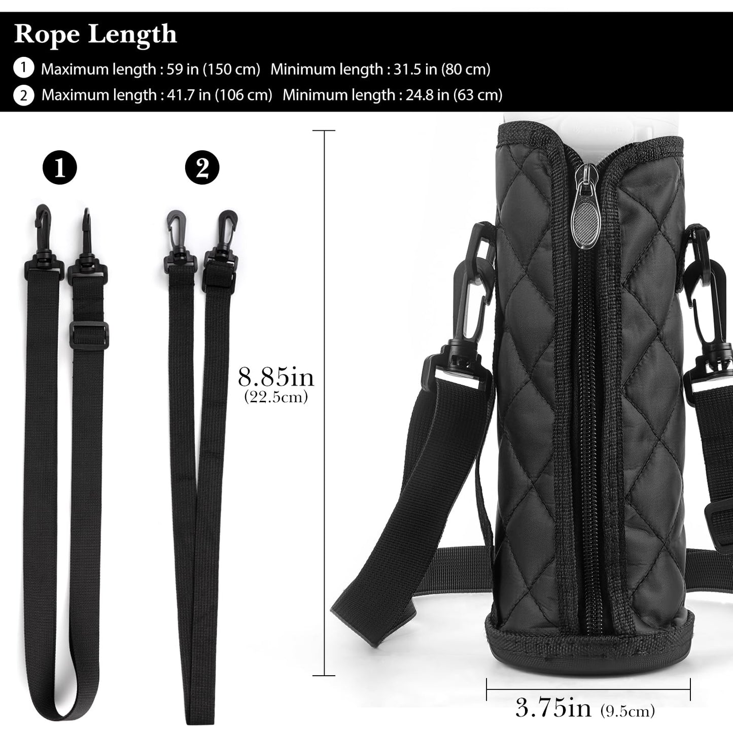 Linkidea Water Bottle Carrier with Strap Compatible with Owala FreeSip 24oz, Stanley Quick Flip Go 24oz, YETI Rambler Bottle 18oz, Waterbottle Sling Bag Holder, Long Shoulder Strap (59'')