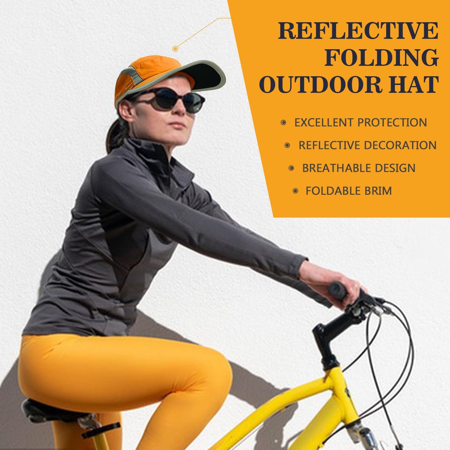 2 Pack Foldable Sports Hat with UPF 50+ Sun Protection Baseball Cap for Men Women Running Cap Quick Dry Portable Hat (Nylon, Dark Grey +Orange)