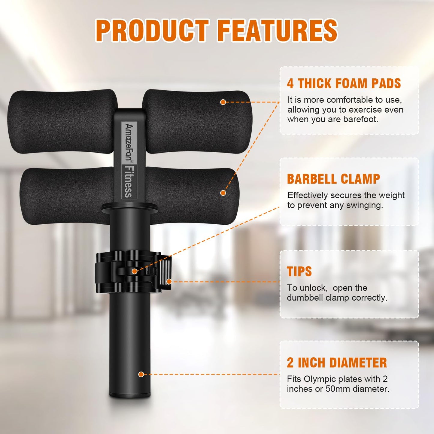 AmazeFan Tib Bar, Tibialis Trainer Leg Workout, Knees Over Toes Tibia Dorsi Calf Machine for Strength Training Calves/Shins/Ankles and Ripping Lower Leg Muscles, Fit 2" Weight Plates and All Shoe Size