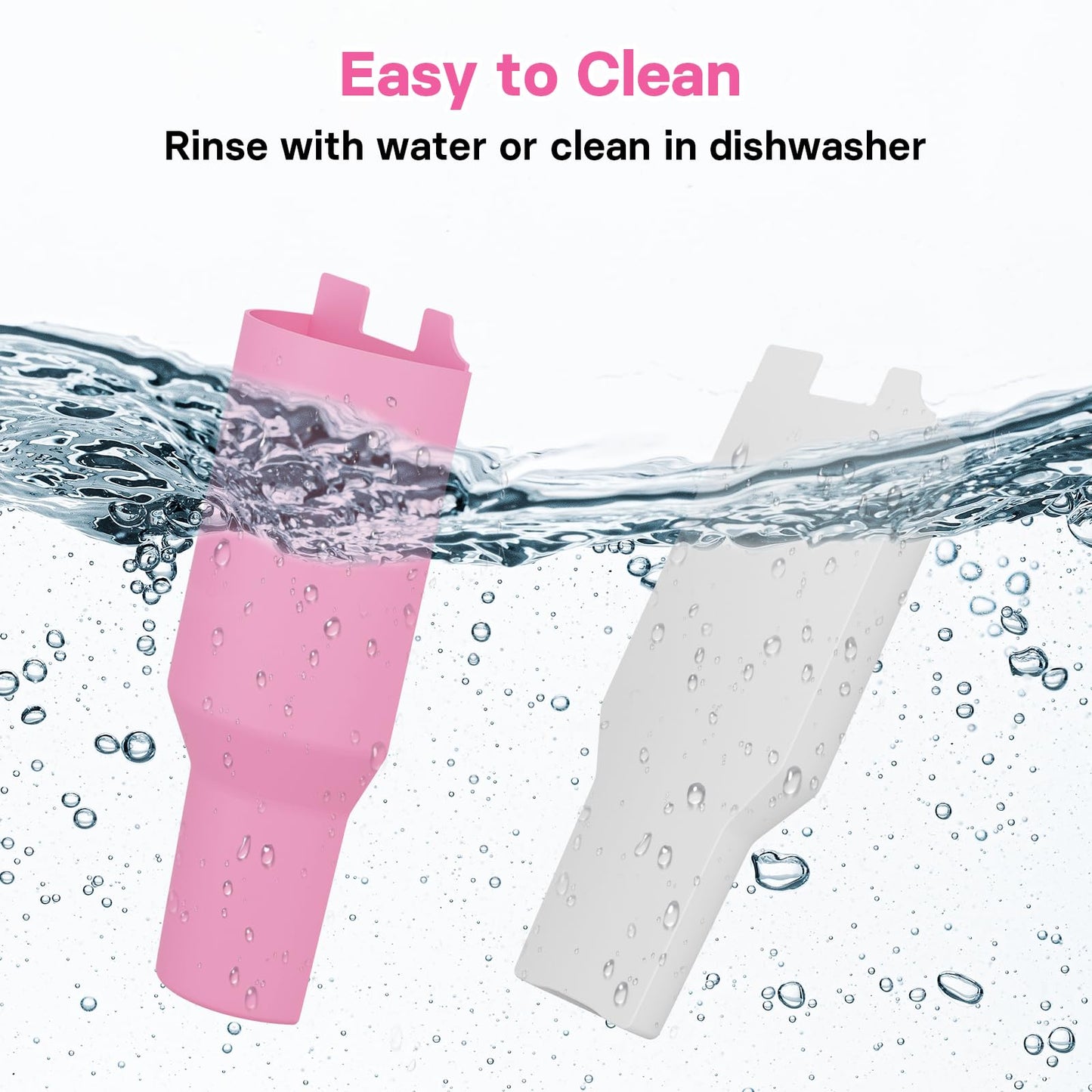 Kawaiita 2-in-1 Drink Separator Silicone Liner Compatible with Stanley Cup 40 oz, Stanley Accessories, Reusable Liner for Cold Drink Separator for Coffee, Juice, Cocktails, Whiskey (Pink and White)