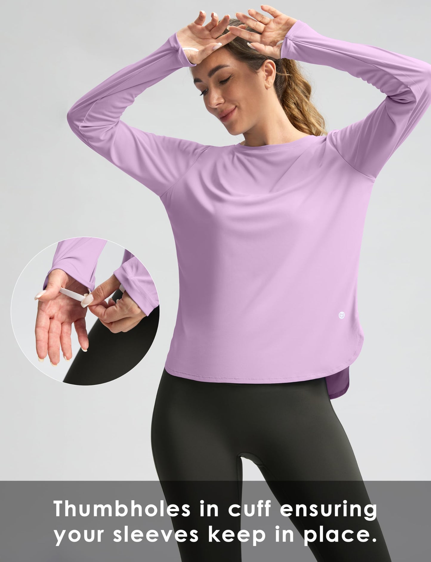 Women's Sun Shirts UPF 50+ Long Sleeve UV Protection Shirt Lightweight Quick Dry Workout Hiking Tops for Women(Purple,XL)