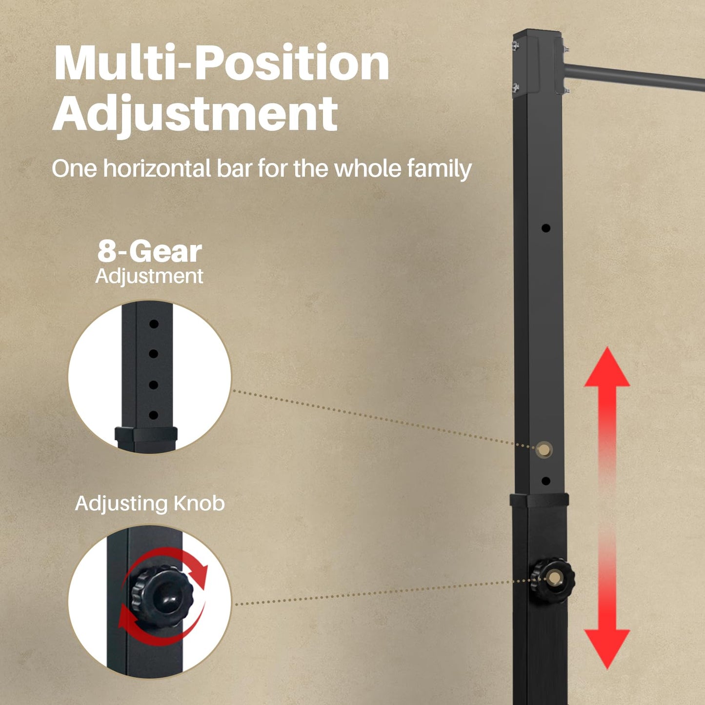 Pull Up Station, Bongkim Power Tower Portable Pullup Bar Station, Pull Up Bar for Home Gym, Pull Up Tower Station 330LBS (Black)