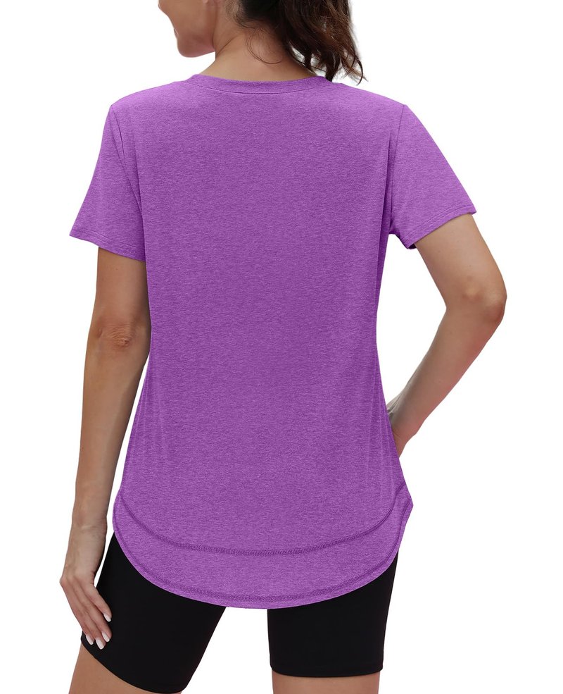 Oversized Tshirts for Women Dry Fit Plus Size Spring Clothes Summer Athletic Tops Workout Shirts Crewneck Blue 3XL