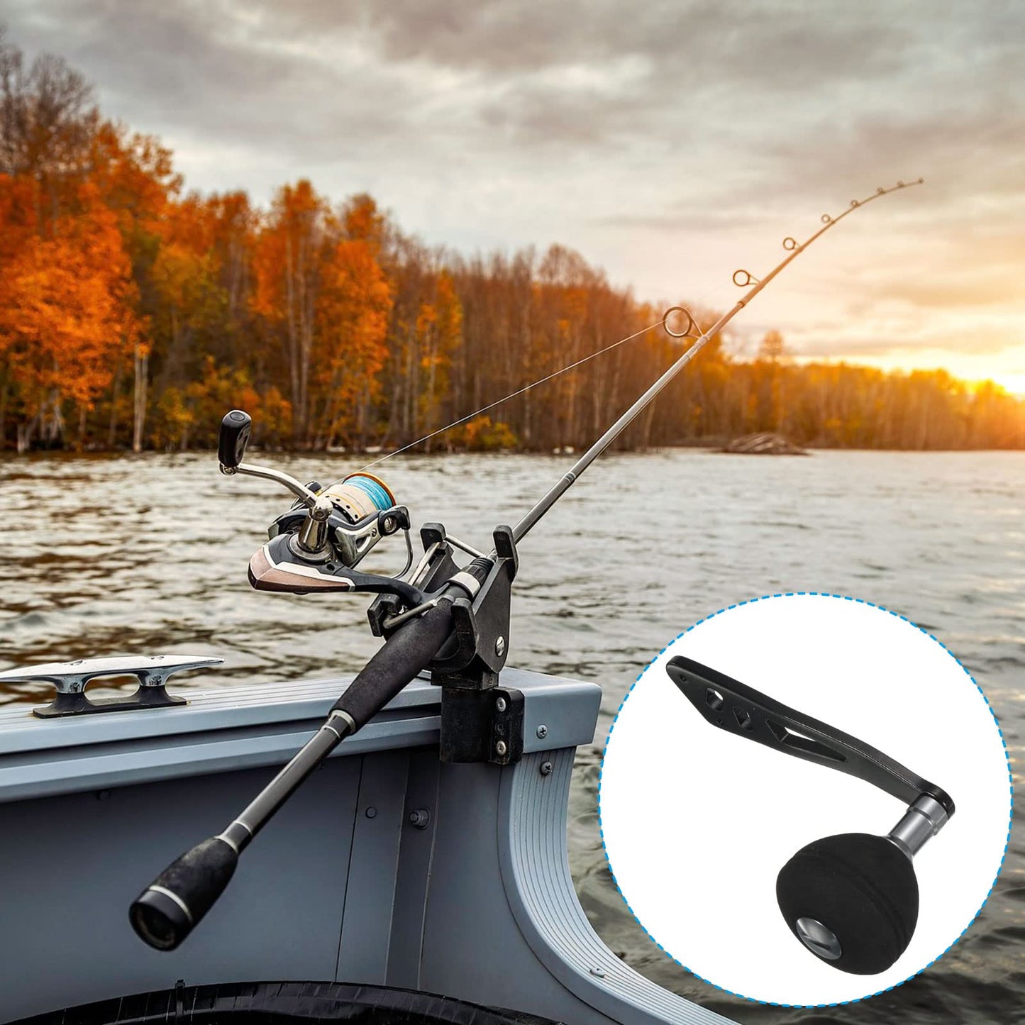 PATIKIL Baitcasting Power Handle, Metal Fishing Reel Handle EVA Knob Grip Replacement Parts for Rocker Arm Accessories, Black