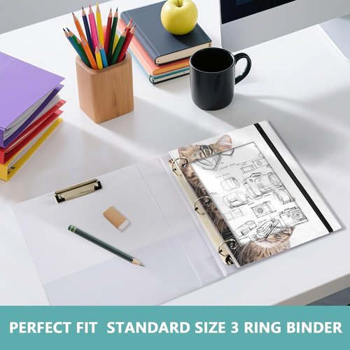 Largemouth Bass Fish 2 Pack 3 Ring Binder Pocket A4 Size Binder Pouches Clear PVC Loose Leaf Folder Sleeves Storage Bags for Files, Documents