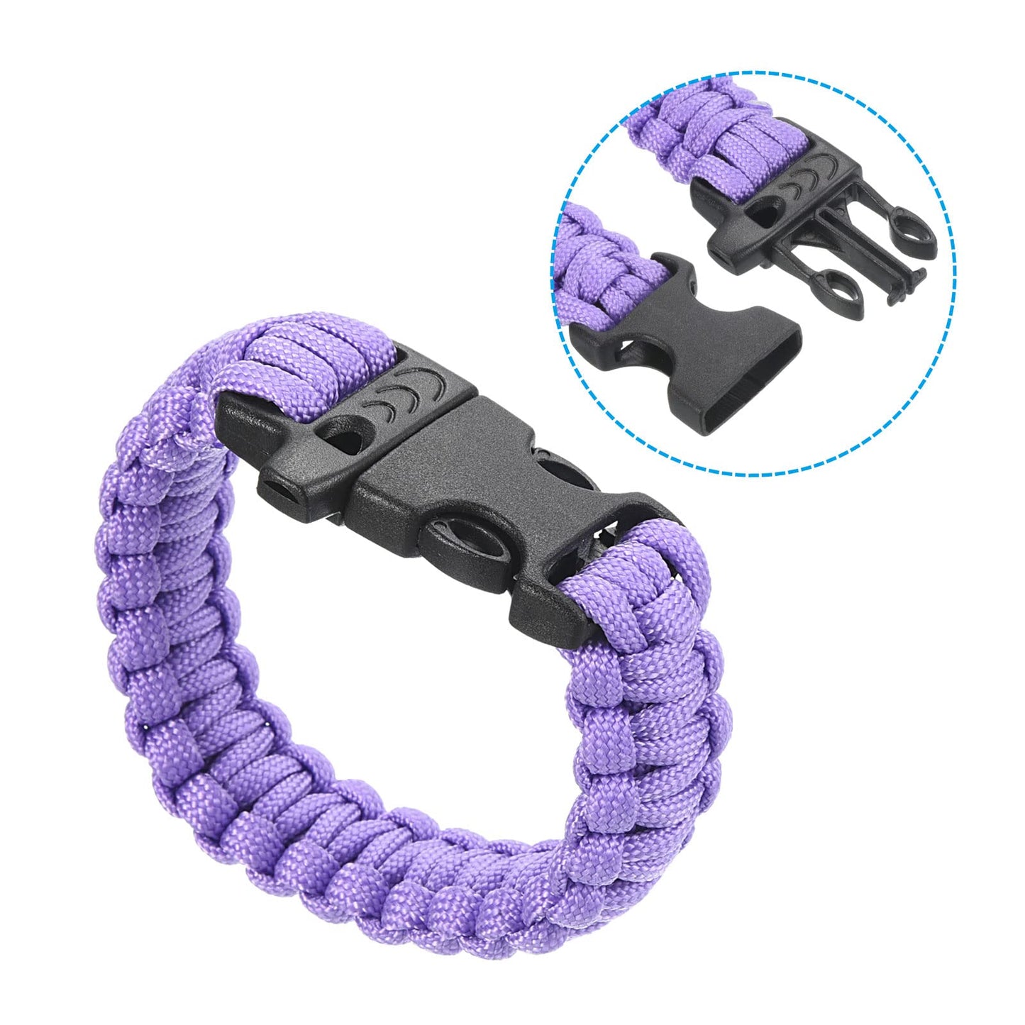 PATIKIL Survival Paracord Bracelets, Braided Parachute Bracelet with Plastic Buckle Party Favors Camping Gifts Outdoor Wraps for Men, Purple