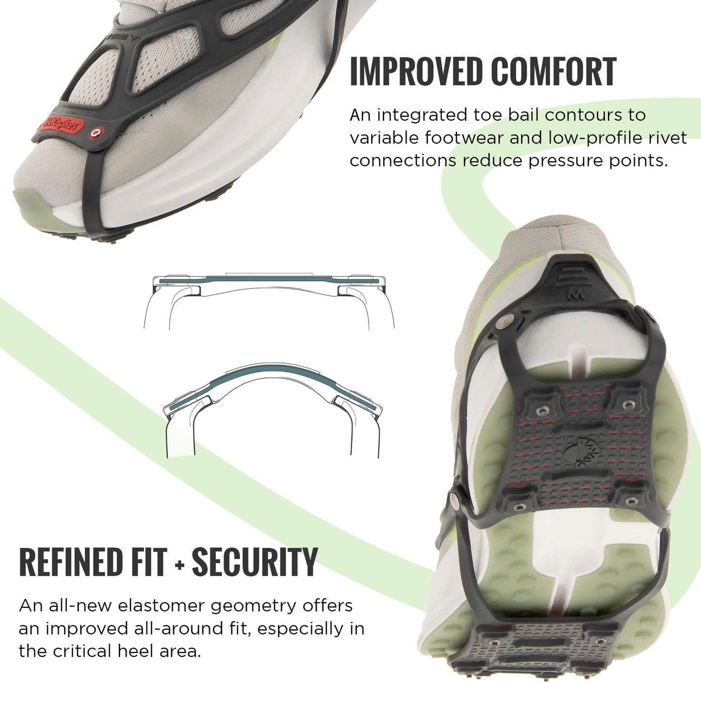 Kahtoola NANOspikes Footwear Traction for ICY Winter Road Running & Walking - Charcoal - Large