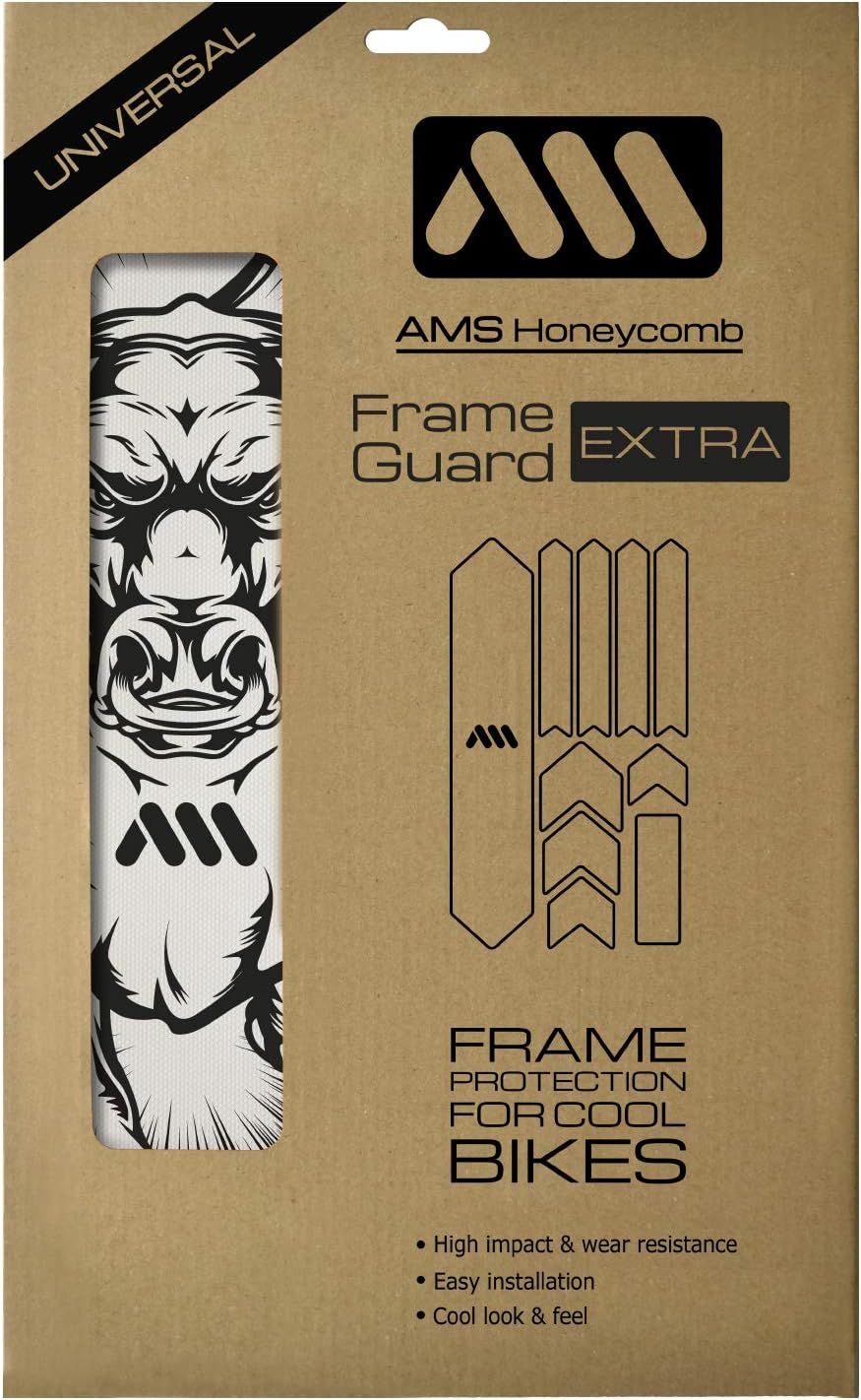 All Mountain Style Bike Frame Protector Extra - Universal Fit, 10-Piece Set for Down Tube, Chainstay, Cable Wear, High-Impact Honeycomb PVC