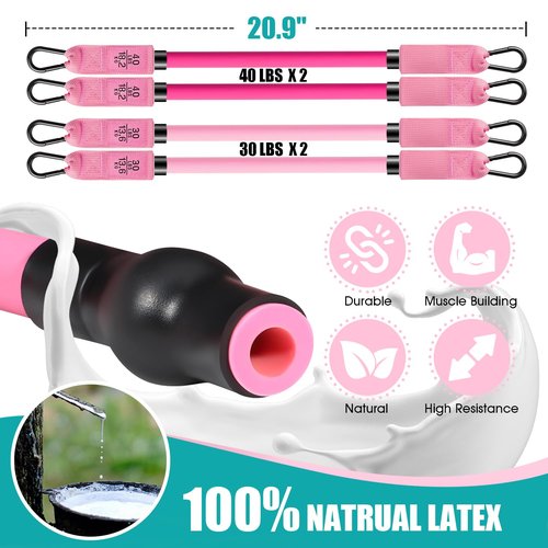 Ayombo Pilates Bar Kit with Resistance Bands, Adjustable Pilates Equipment for Legs, Hip, Waist, Arm, Squats Exercise Equipment for Home Gym Workouts, 3-Section Pilates Bar Kit for Women & Men