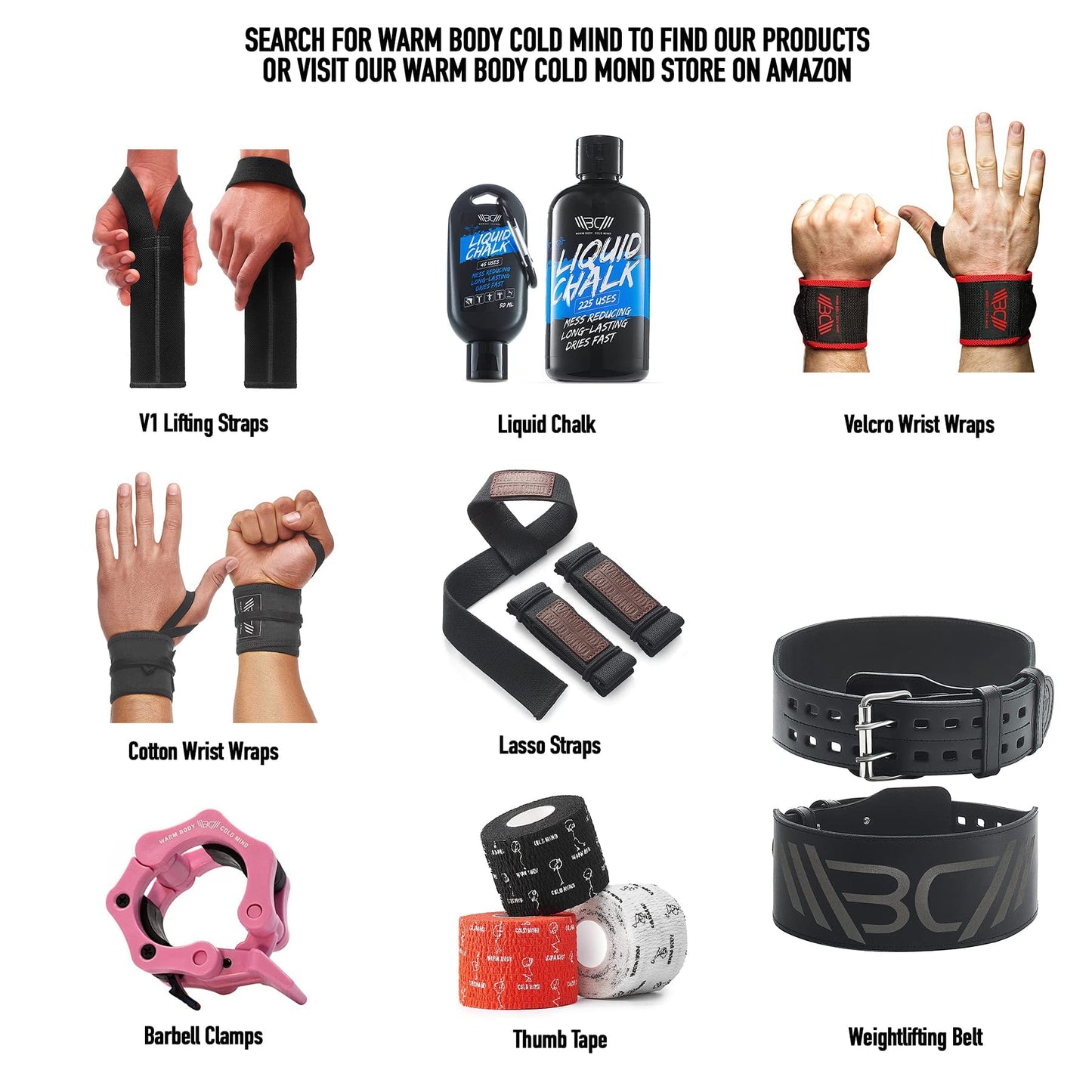 WARM BODY COLD MIND - Premium Cotton Weight Lifting Wrist Wraps for Cross Training, Powerlifting, Deadlift, Weightlifting, Gym, Wrist Straps, Workout, Fitness, Heavy-Duty Support with Thumb Loop