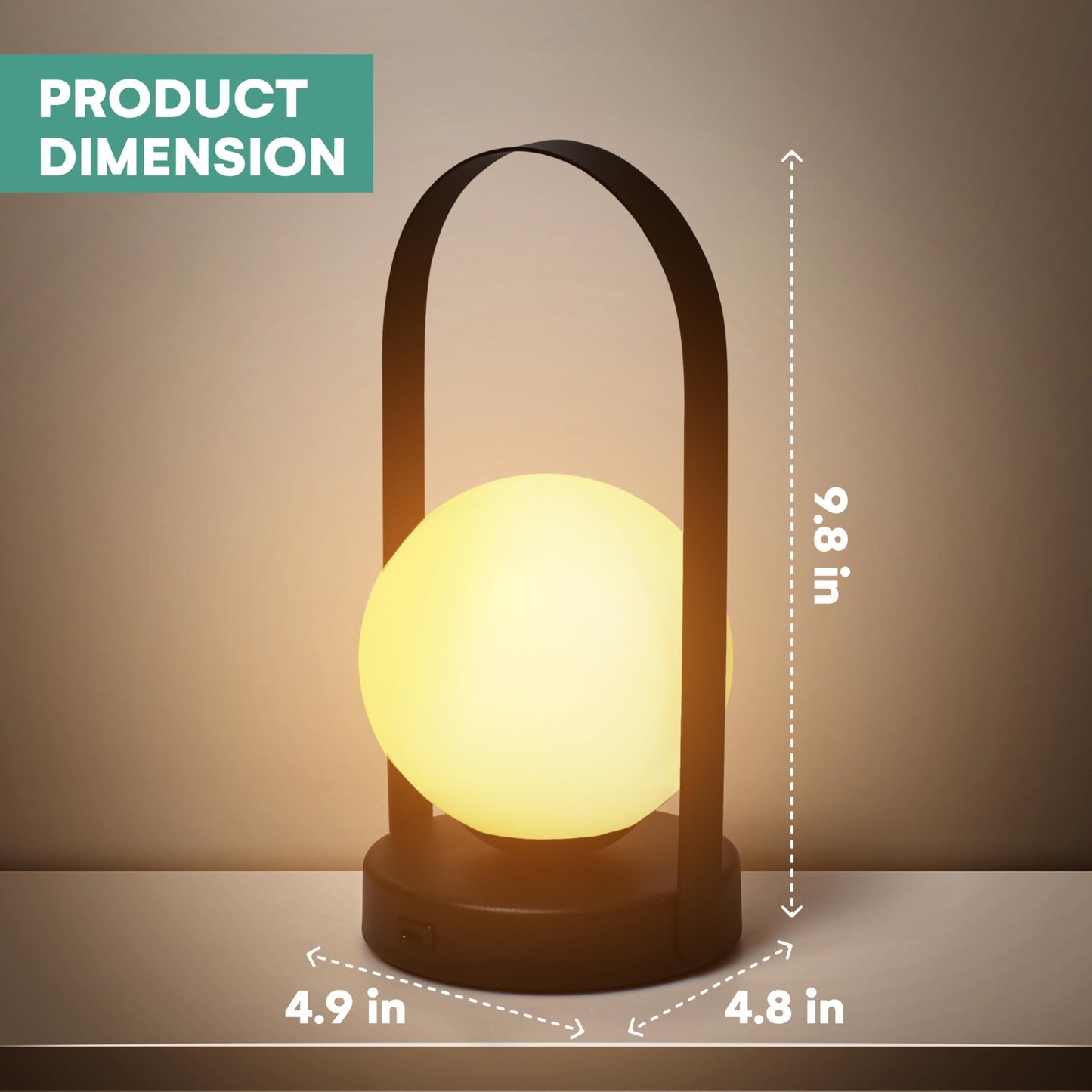 Outlery | Portable LED Lamp - Camping Rechargeable Lanterns - Table Lamp for Outdoor Or BBQ - Decorative Night Light Lamp - Suitable as Emergency Light for Kids and Adults - 9.8x4.8 inch (Black)