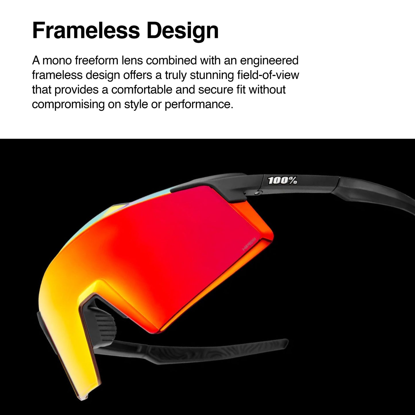 100% AEROCRAFT Sunglasses - Scratch-Resistant Lens - Lightweight and Durable Sunglasses for Outdoor Sports - Soft Tact Black, HiPER Red Multilayer Mirror