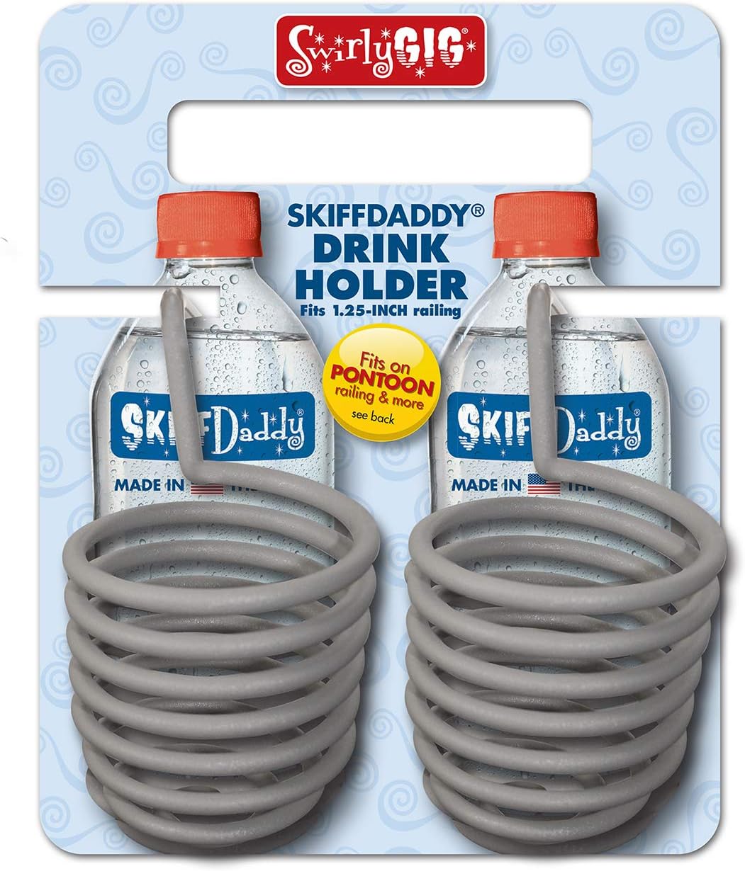 SkiffDaddy Drink Cup Holder - for Pontoon, Boat, Canoe, Patio Chair - 2 Pack