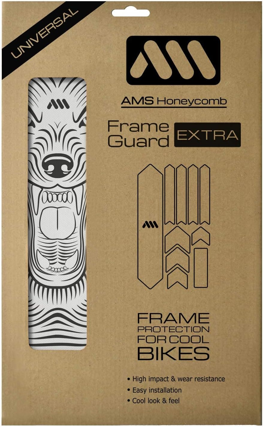 All Mountain Style Bike Frame Protector Extra - Universal Fit, 10-Piece Set for Down Tube, Chainstay, Cable Wear, High-Impact Honeycomb PVC