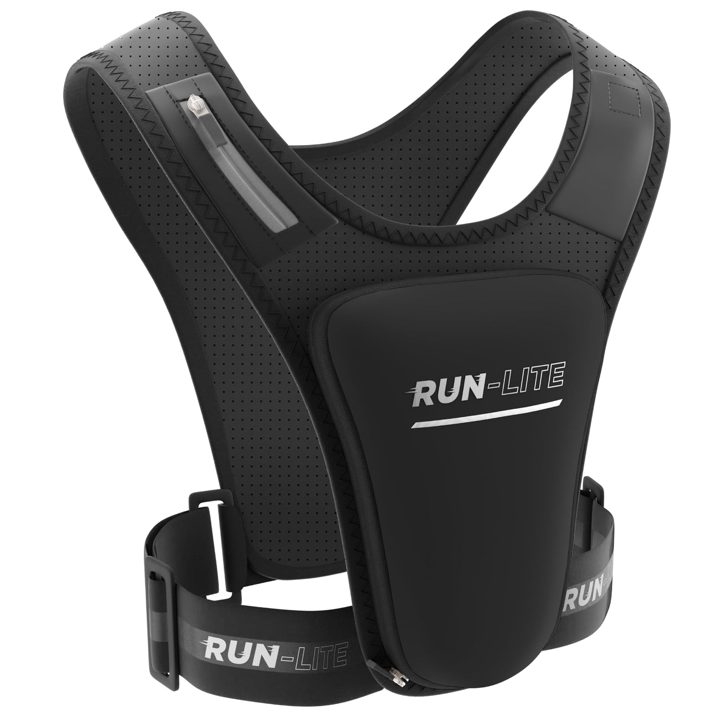 Running Vest with Phone Holder & Waterproof Pouch – Adjustable Belt Fits 28"–44" Chest – Reflective Gear with 2 Shoulder Pockets for Keys, Gels, Phones up to 6.8” (Unisex Adult)