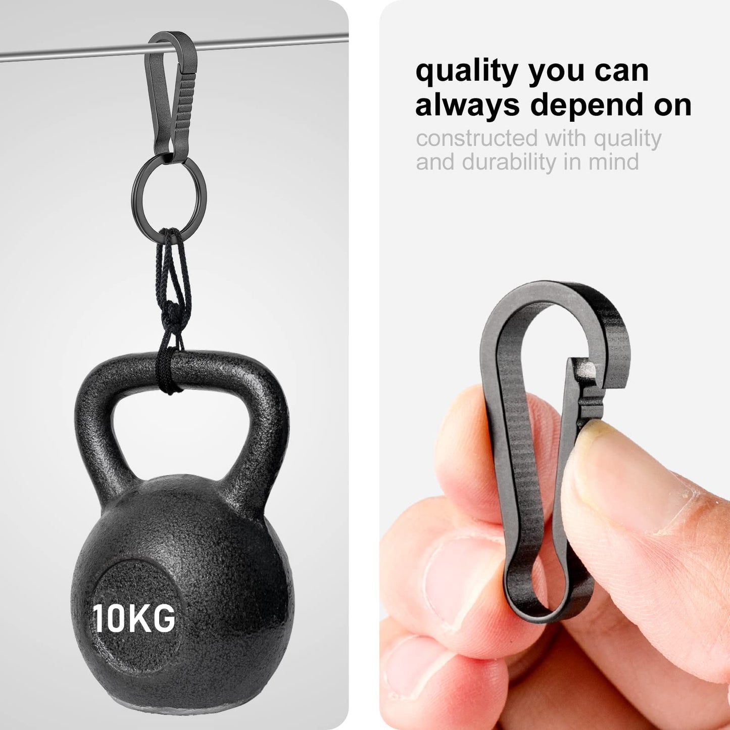 TISUR Titanium Key Chain Clip Hook+Quick Release Side Pushing Split Rings Kit