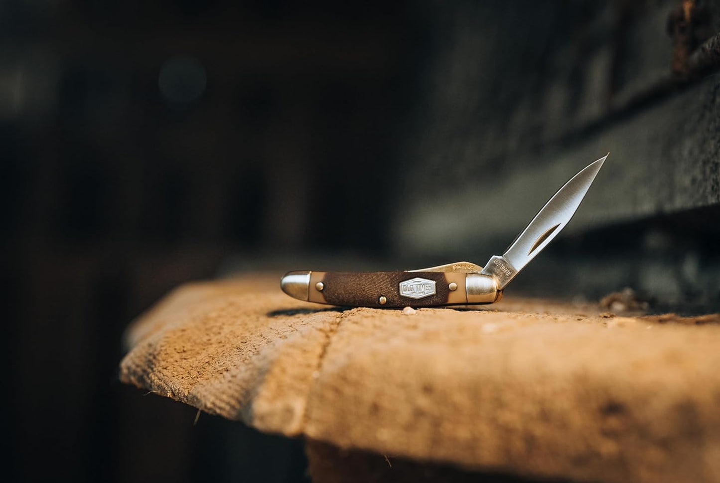 Old Timer 18OT Mighty Mite 4.7in Stainless Steel Traditional Folding Pocket Knife with 2in Clip Point Blade, Nickel Silver Bolsters, and Sawcut Handle for Whittling, Hunting, Camping, EDC, and Outdoor