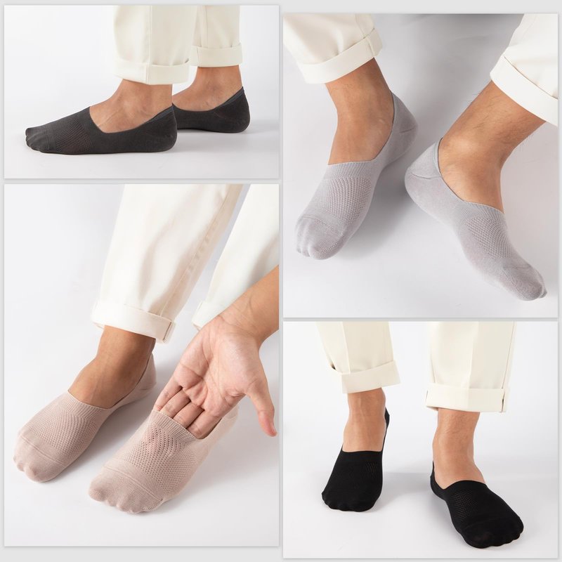 Cooplus 8 Pairs No Show Socks Men Non Slip Low Cut Cotton Invisible Socks for Loafer Flats