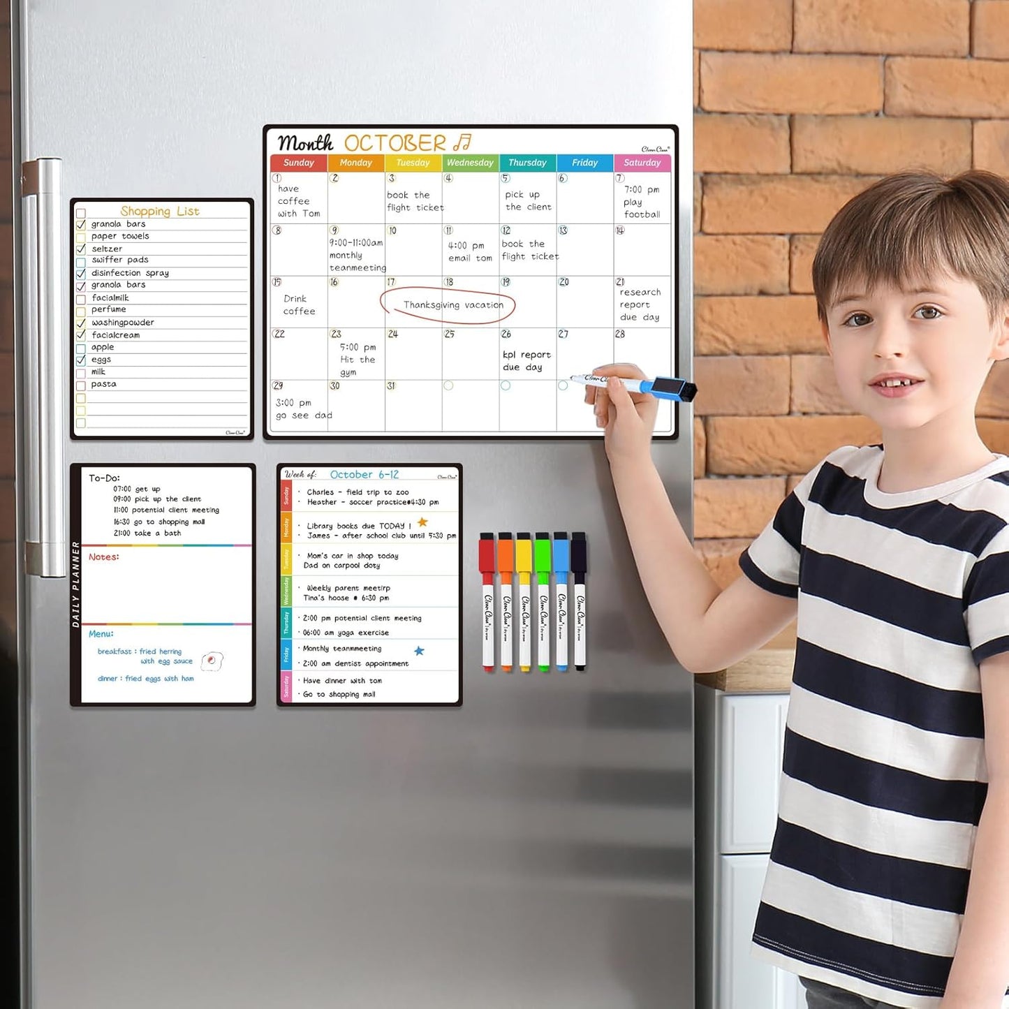 Magnetic Dry Erase Chore Chart - 14.5"x11" Chore Chart for Kids, Teens and Adults - 6.5"x8.5" List Board for Fridge - 6 Extra Fine Point Markers Included - Shipped Flat