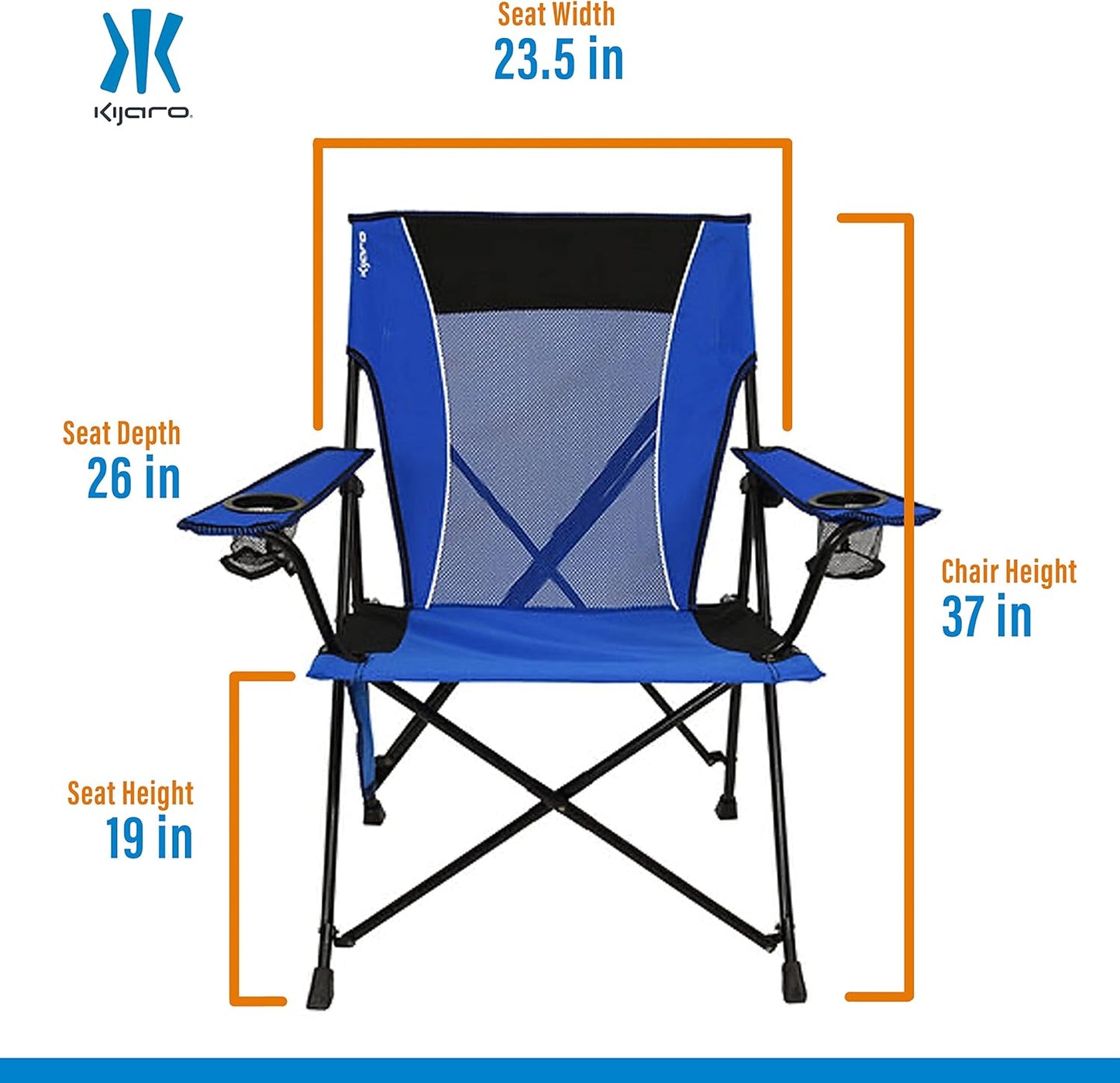 Kijaro Portable Camping Chairs - Enjoy the Outdoors with a Versatile Folding Sports Chair for Outdoor & Lawn - Dual Lock Feature Locks Position – Hallet Peak Gray