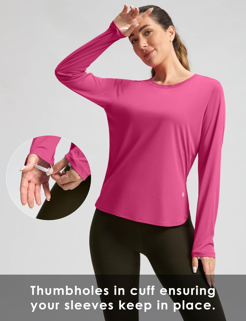 Women's Sun Shirts UPF 50+ Long Sleeve UV Protection Shirt Lightweight Quick Dry Workout Hiking Tops for Women(Granita Pink,XXL)