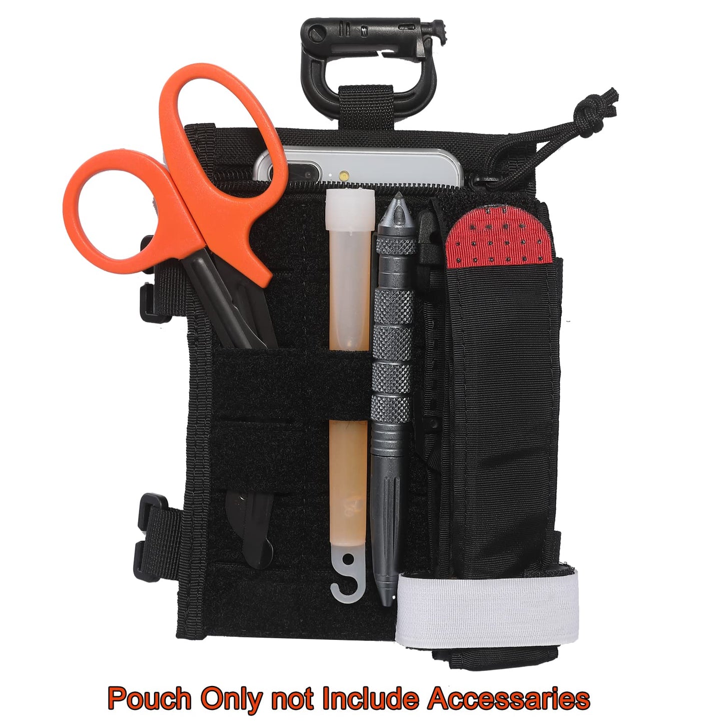 TAXATM Horizontal Molle Patch Panel Zipper Pouch, Molle Patch Display Holder for Backpack, Mini Patch Board Include PVC Flag Patch (BLACK)