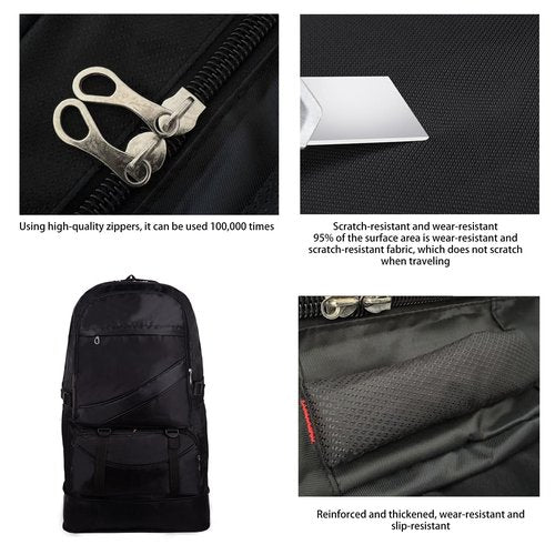 Toguma 65L Hiking Backpack Large Tactical Backpack for Woman Man Lightweight Travel Backpack Laptop Backpack for Climbing Camping Sport Outdoor (Black)