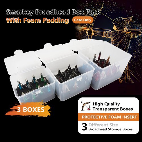 Smarkey Broadhead Box, Archery Storage Case, Arrow Head Organizer Holder Arrowheads, Arrow Tips Case, Hunting Accessory Hold (12+15+20pcs) Broadheads (Cases Only)