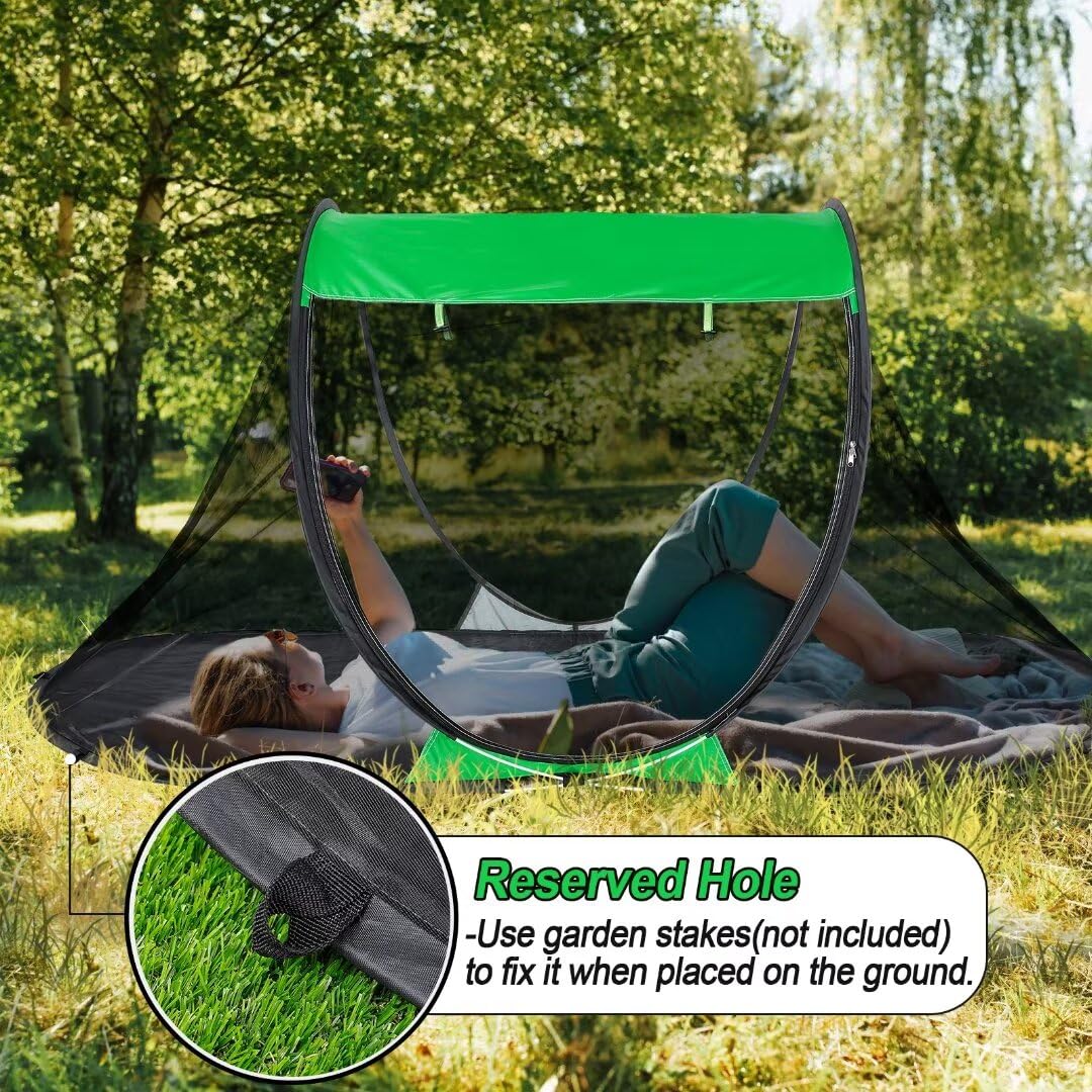 1 Person Pop-up Mosquito Tent for Camping - Breathable & Fine Mesh Camping Bug Screen Net with Carry Bag, 7.5ft Instant Portable Screen Tent for Adults Men Women Summer Hiking