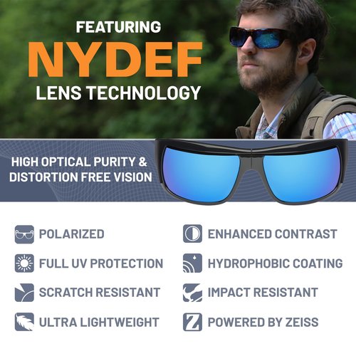 POPTICALS PopH2O Foldable, Polarized Sunglasses for Men & Women – Sports Eyewear - Gloss Black Frame/Gray Lenses, Blue Mirror