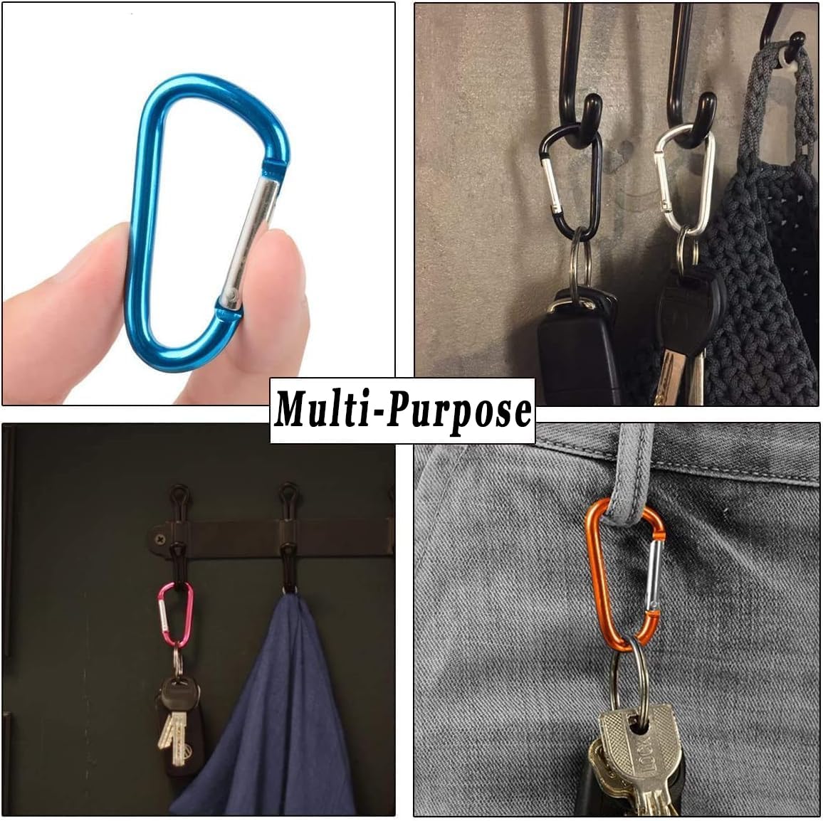 12PCS Carabiner Clip - 2.2" Aluminum Carabiner D Ring Shape,Key Chain Clip Hook,Keychain Clip,Multipurpose for Camping, Hiking,Backpacking or Other Outdoor Activities,Multicolor.