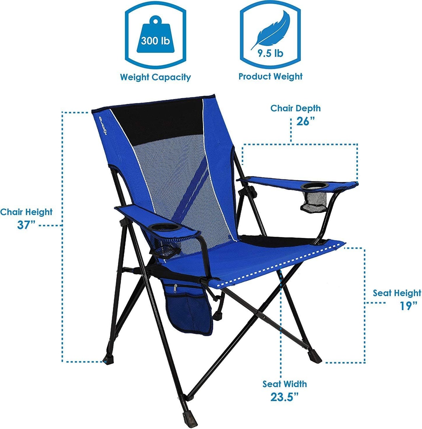 Kijaro Portable Camping Chairs - Enjoy the Outdoors with a Versatile Folding Sports Chair for Outdoor & Lawn - Dual Lock Feature Locks Position – Hallet Peak Gray