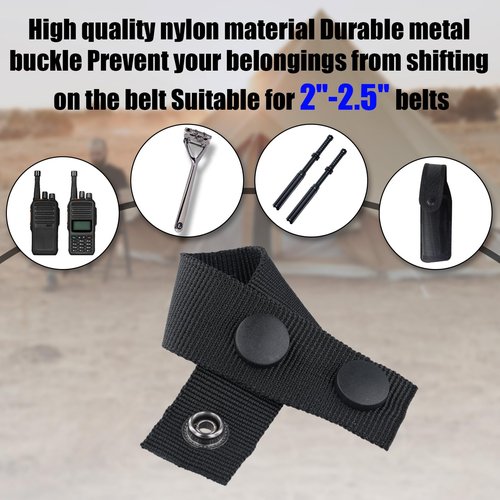 PEUTIER 10pcs Belt Keepers for Duty Belt, Nylon Belt Loop Keeper Police Belt Keepers with Double Snaps Fixing Duty Belt Accessories for 2-2.5in Wide Belts Police Law Enforcement Security