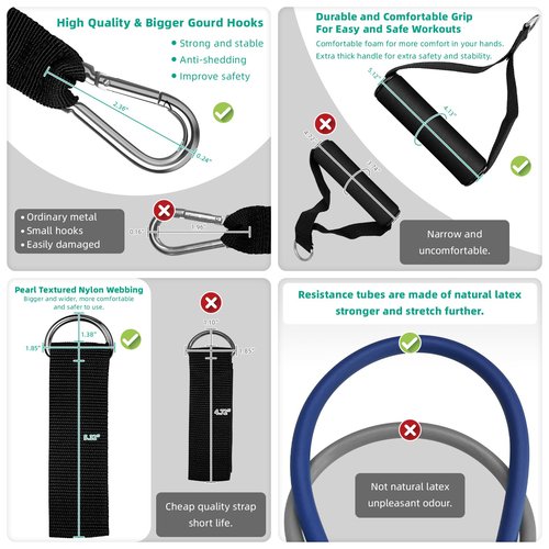 Heavy Resistance Bands Set for Working Out - Exercise Bands With Door Anchor and Handles - Stretch Bands for Fitness, Workout, Ligas Para Hacer Ejercicio
