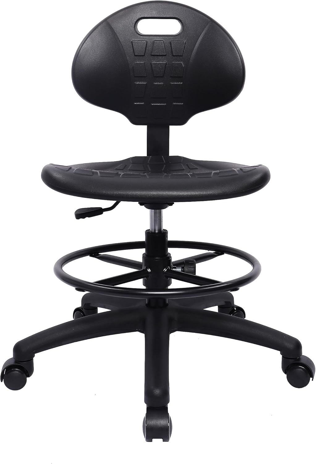 TAKE UR SEAT® Polyurethane Drafting Lab Stool Chair, 18" Adjustable Footring, 8" Adjustable Height, 450 lbs seat Capacity, Heavy Duty, Shipped Within 24 Hours Med. Bench Height (Rubber Caster)
