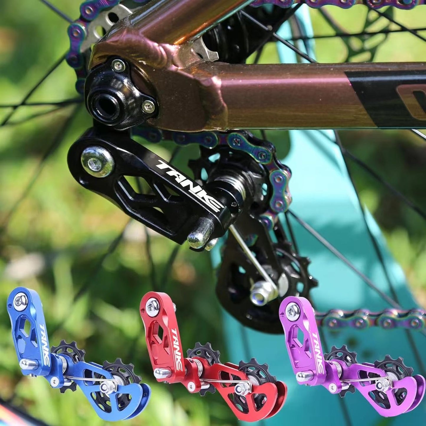 JFOYH Single Speed Chain Tensioner with Multi-segment Tension Adjustment and Double Spring Chain Guide, Ultra-Smooth Mountain Bike Chain Tensioner - Noiseless Performance, Easy Installation
