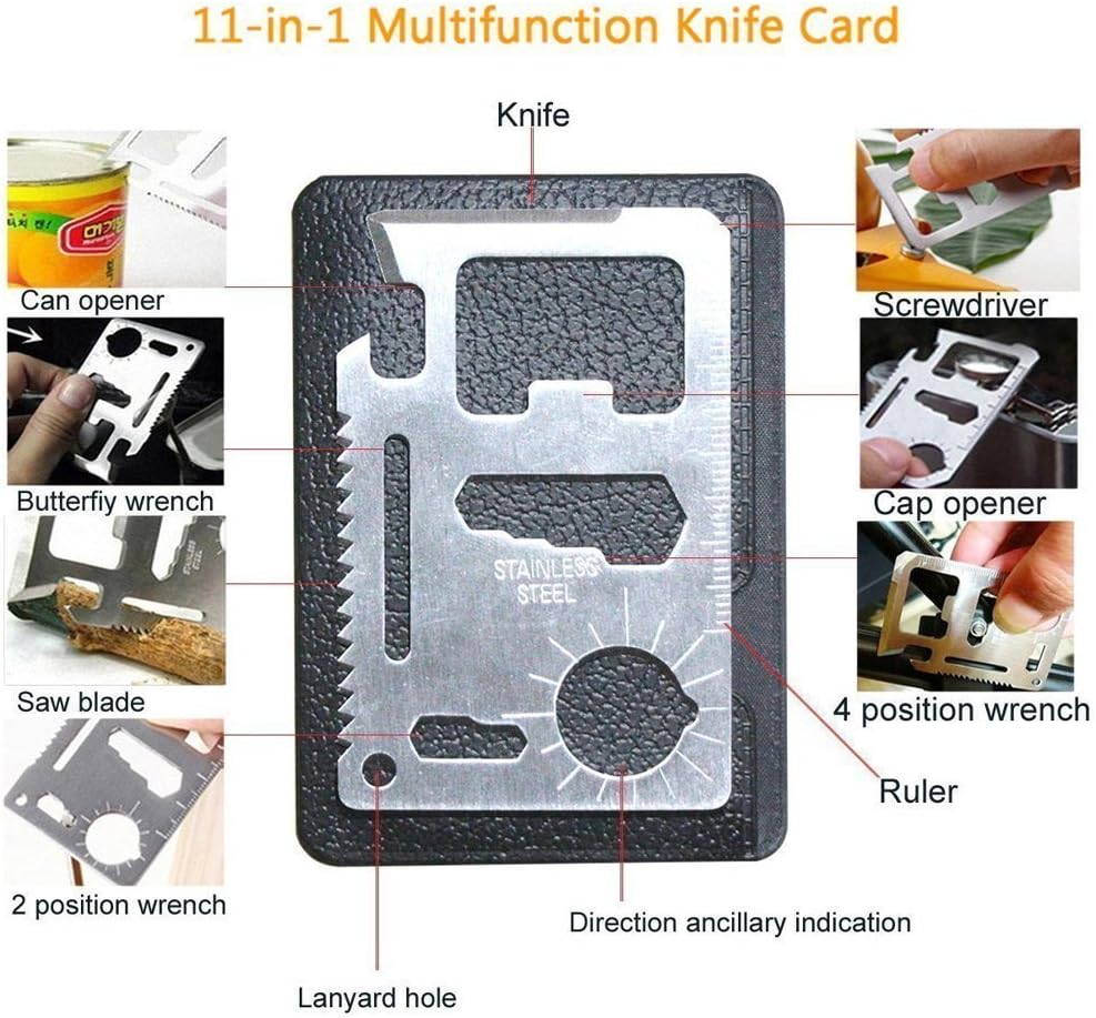 XUANLAN Emergency Survival Kit 13 in 1, Outdoor Survival Gear Tool with Survival Bracelet, Fire Starter, Whistle, Wood Cutter, Water Bottle Clip, Pen (Survival Kit 2)