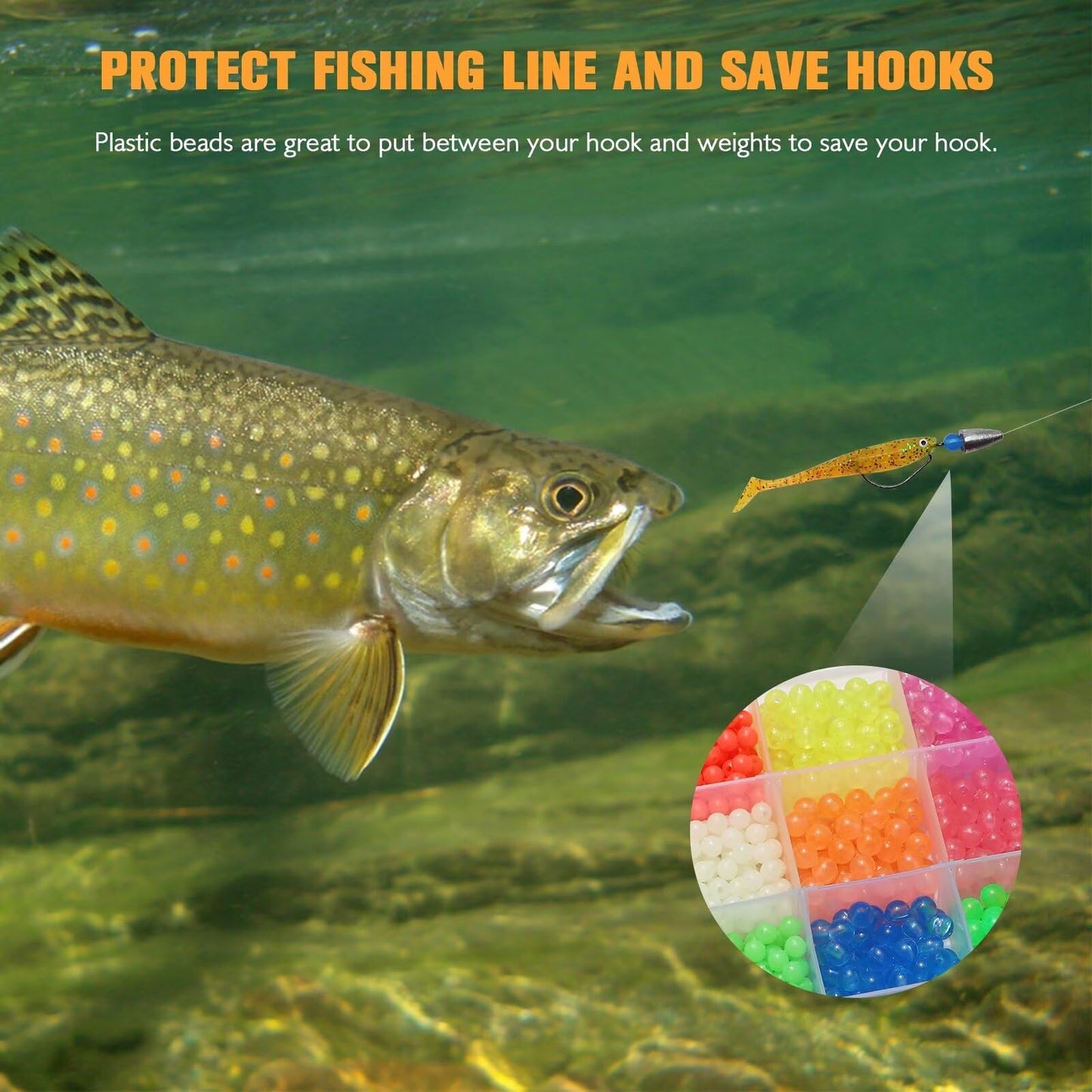 Dovesun Fishing Beads Fishing Line Beads Glow in Dark Fishing Beads for Saltwater Colorful Floating Beads for Fishing Rigs Fishing Bait Eggs 12 Colors B-5mm6mm8mm/0.2in0.24in0.32in(1035pcs)