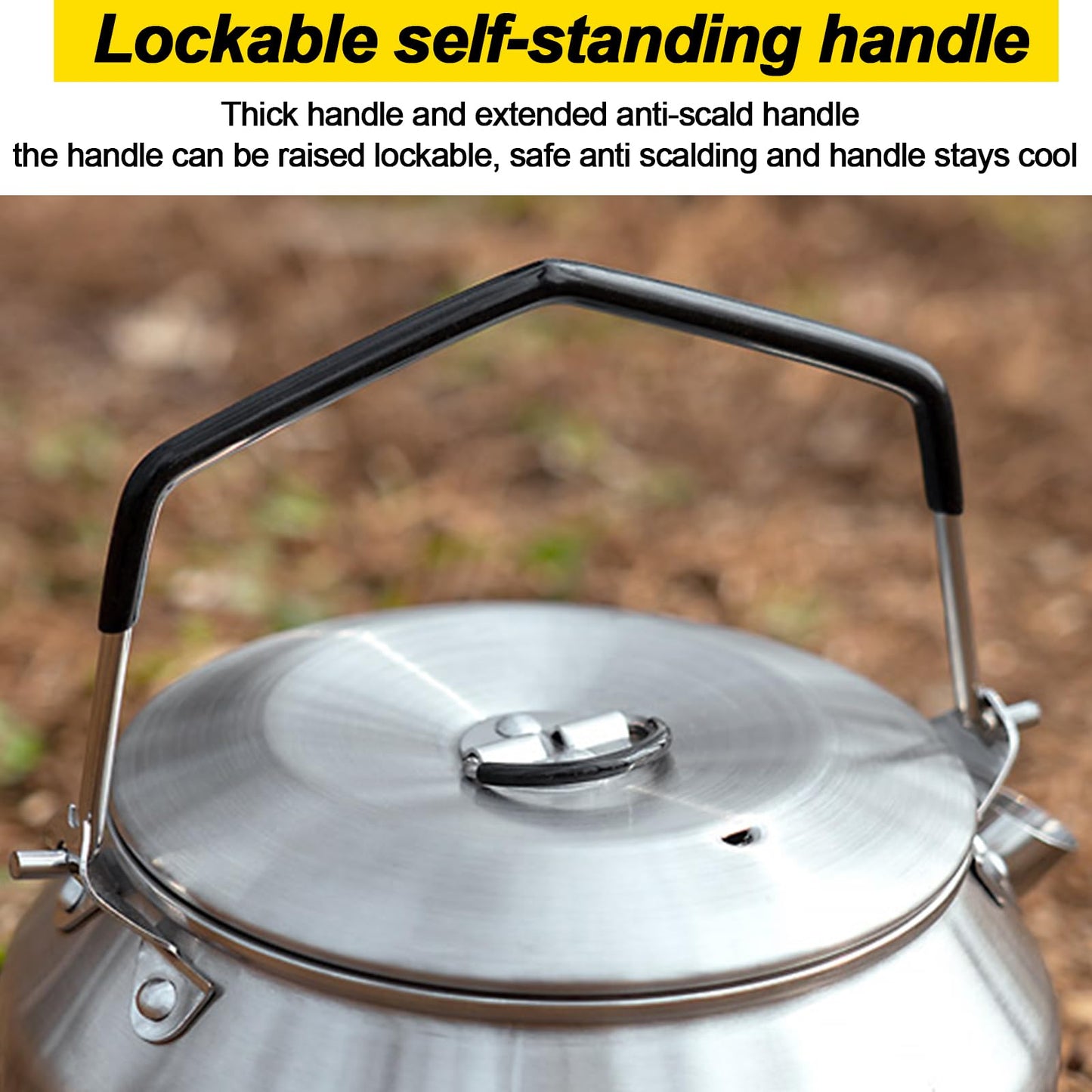 VEADOOLLY Camping Kettle Outdoor Campfire Camp Kettle, 1L Stainless Steel camping tea kettle Coffee Pot, Portable Lightweight Teapot Fast Heating Boiling Water, Ideal for Hiking Picnic Travel, Silver