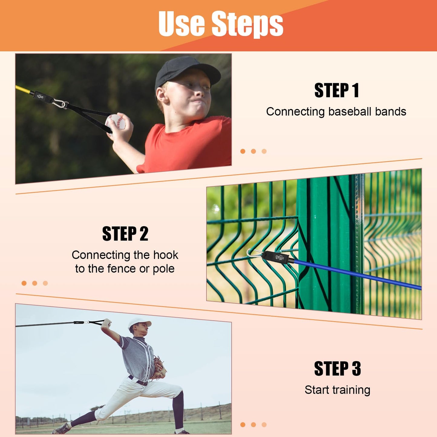 12PCS Baseball Resistance Bands, COITEK Baseball Arm Training Bands Stretching Bands with Interchangeable Grips for Physical Therapy, Muscle Training, Home Workouts