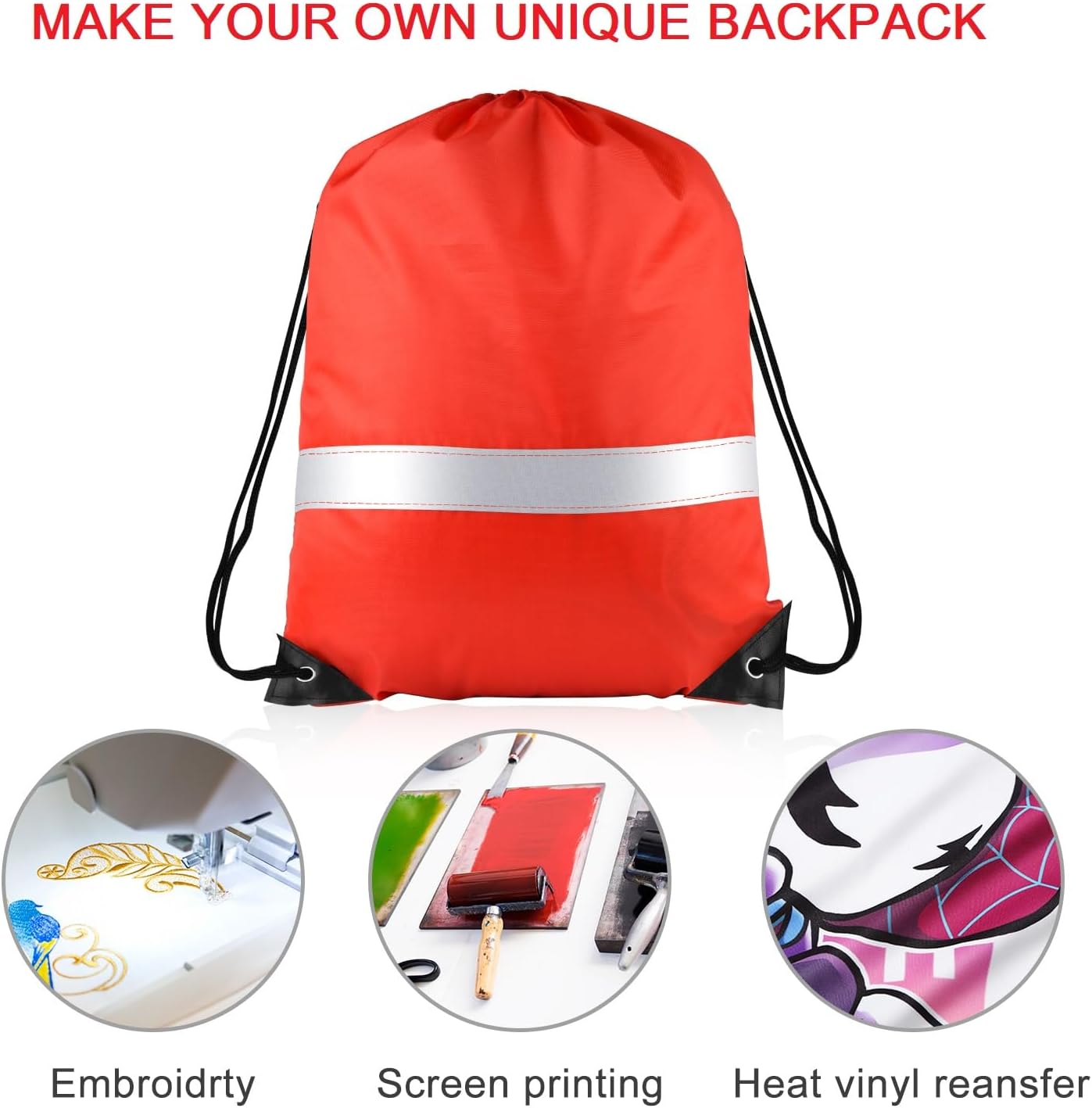 KUUQA 15 Pack Drawstring Backpack Bag Bulk Reflective Backpack String Bags Cinch Sack Backpack for Team Yoga Sport Gym Traveling