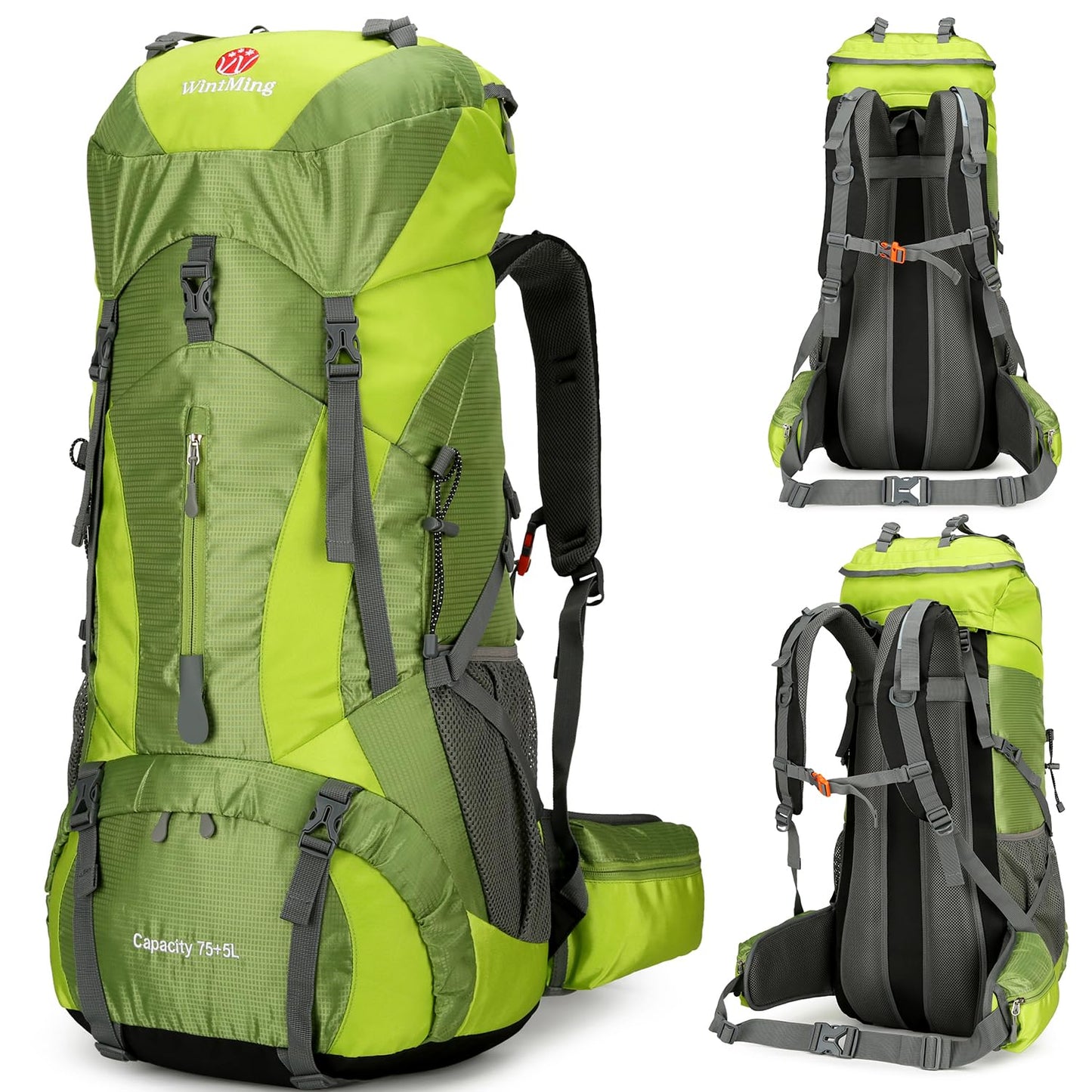 ZCSQIUO 75L Hiking Backpack for Men Women Daypack Backpack Outdoor Waterproof Camping Backpack with Rain Cover (Green)