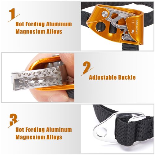 SOB Foot Ascender,Outdoor Mountaineering Tree Arborist Climbing Rappelling Equip for 8-13mm Rope Right (Left Black+Right Orange)
