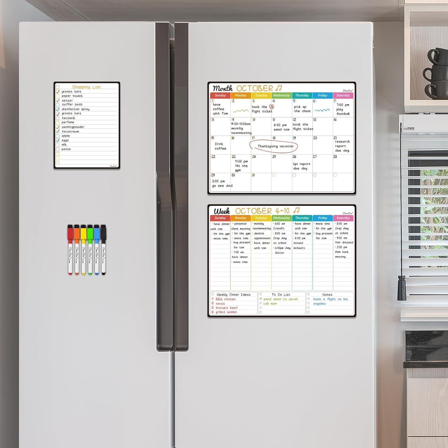 Magnetic Dry Erase Chore Chart - 14.5"x11" Chore Chart for Kids, Teens and Adults - 6.5"x8.5" List Board for Fridge - 6 Extra Fine Point Markers Included - Shipped Flat