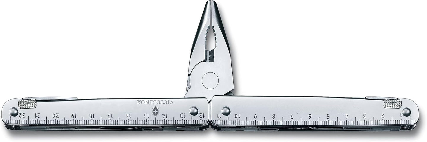 Victorinox Swiss Tool Swiss Army Knife, 24 Function Swiss Made Multi-Tool with Needle-Nose Pliers, Wire Cutters and Large Blade - Silver