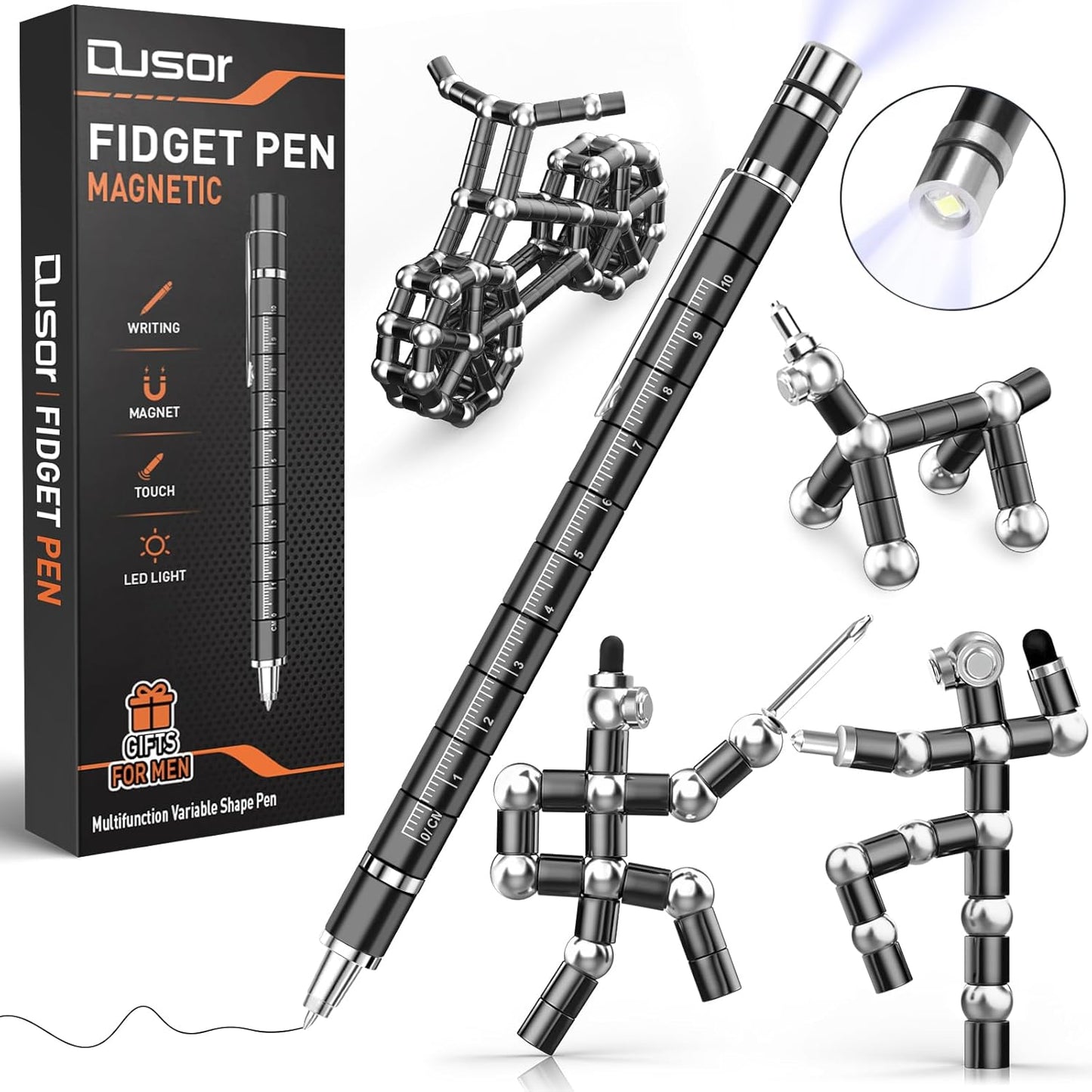 Gifts for Men Fidget Pen, Stocking Stuffers for Teens, White Elephant Gifts for Adults, Anniversary Birthday Gift for Men Him Husband Teenage Boy Brother, Mens Gift for Christmas Multifunction Pen
