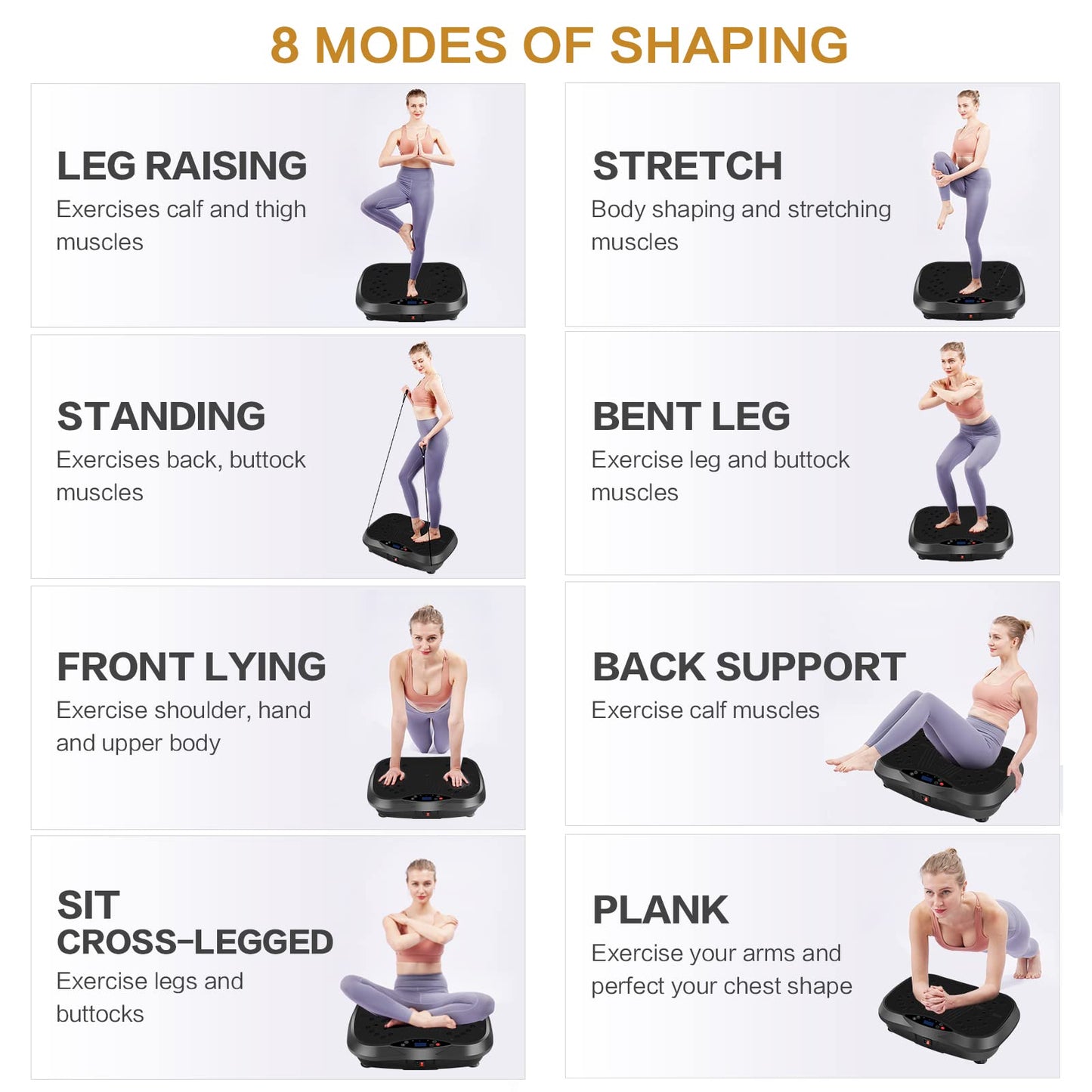 YOKELE Vibration Plate Exercise Machine - Whole Body Fitness Vibration Platform - Home Training Equipment for Recovery & Wellness & Weight Loss + Resistance Bands + Remote (Black)