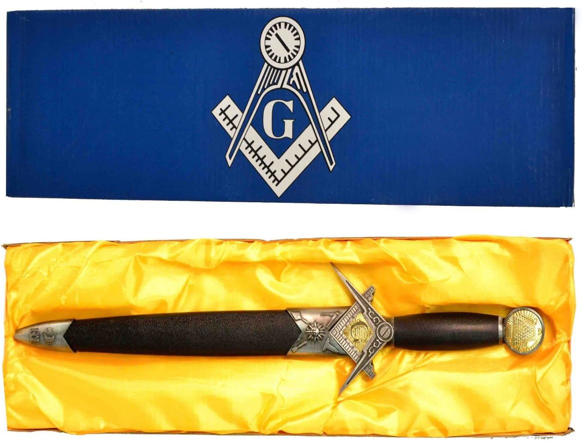 Treasure Gurus Free Mason Dagger w/Leather Sheath & Masonic Seal