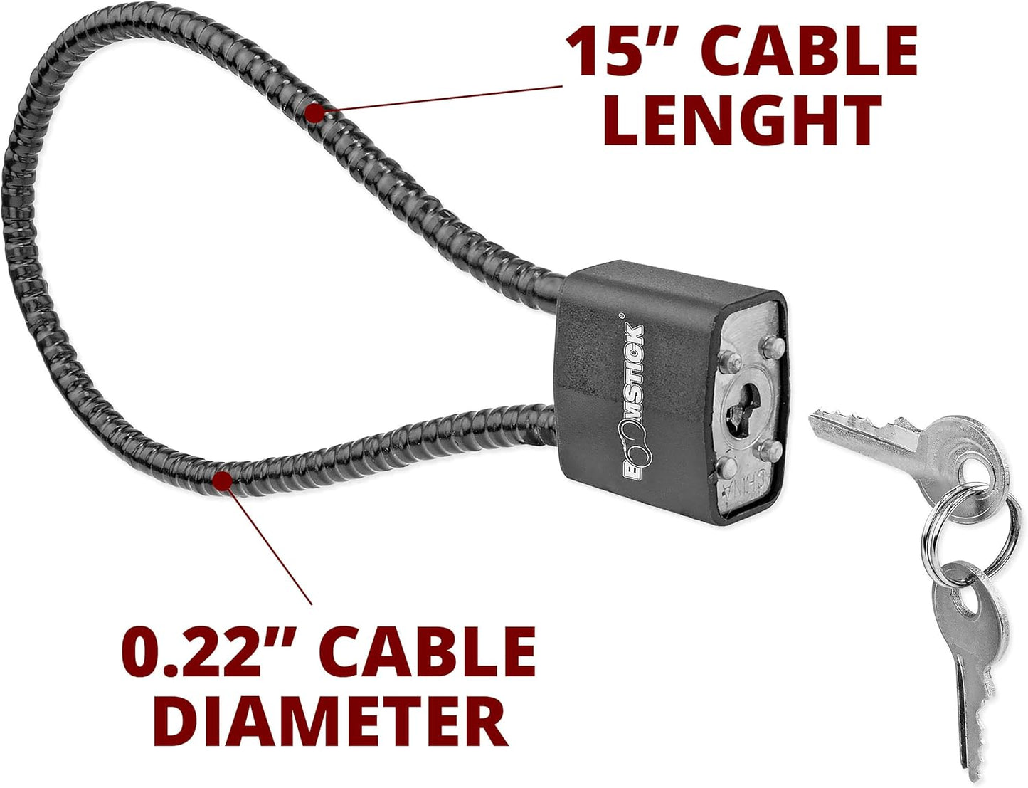 BOOMSTICK Cable Gun Lock - Keyed Different - 15" Cable Length